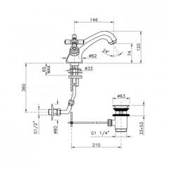 Nicolazzi Teide Смеситель для раковины на 1 отв, цвет: Gold Brass