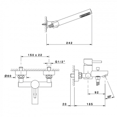 Nicolazzi Olympus Смеситель для ванны на 2 отверстия, с душевой лейкой, цвет: хром (Акция на товар из наличия)