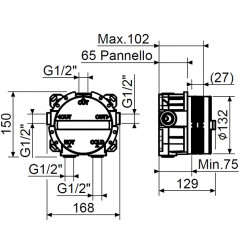 Plumberia Selection PSBOX Внутренняя часть-PS Box встраив.термост. смесителя д.душа на 2-3 вых,