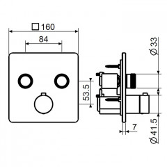 Plumberia Selection PSBOX Внешняя часть встраив. смесителя для душа на 2 вых,для комбин.с PSB003 накладка нерж.сталь 160х160мм, хром