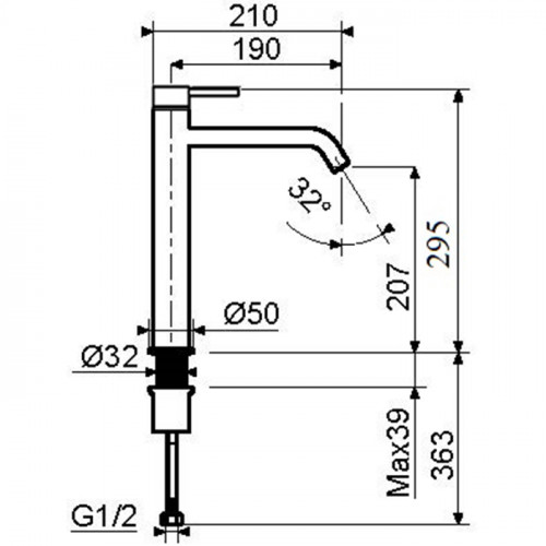 Plumberia Selection IXO Смеситель высокий для раковины h285 mm без д/к, черный матовый