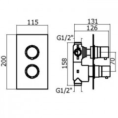 Plumberia Selection IXO Смеситель термостат встраиваемый для душа 2 выход в к-те со встраив.частью, накл. из нерж.стали, хром
