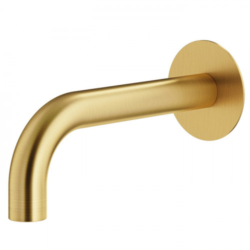 Plumberia Selection IXO Излив для раковины, настенный, длина 210 мм, d.24, подкл. 1/2' с латунной накладкой d.70, золото брашированное