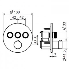 Plumberia Selection PSBOX Внешняя часть встраив. смесителя для душа на 3 вых,для комбин.с PSB003 накладка нерж.сталь d.160мм, хром