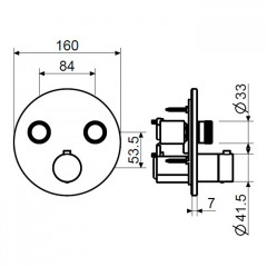 Plumberia Selection PSBOX Внешняя часть встраив. смесителя для душа на 2 вых,для комбин.с PSB003 накладка нерж.сталь d.160мм, черн.матов.