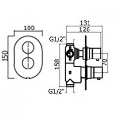 Plumberia Selection IXO Смеситель термостат встраиваемый для душа 2 выход в к-те со встраив.частью, накл. овальная из нерж.стали, белый матов.