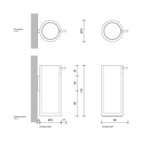 Decor Walther Stone SSP Дозатор для мыла, настольный, цвет: белый матовый / сталь матовая