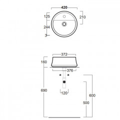 SIMAS Sharp раковина накладная, диаметр 42см, с 1 отв. под смеситель