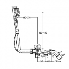 BETTE Слив-перелив с наполнением Multiplex Trio MT5,, удлиненный, белый