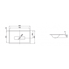 BETTELUX Раковина встраеваемая на столешницу 80*49,5*0,9/12см без отв.под смеситель, без перелива, с крепежем, цвет белый