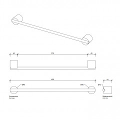 Decor Walther Black Stone HTE45 Полотенцедержатель 45см, цвет: черный матовый / сталь матовая