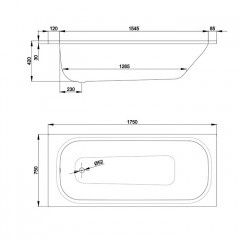 BETTE Form 2020 Ванна 175х75х42 см., с системой антишум, антислип SENSE, цвет белый