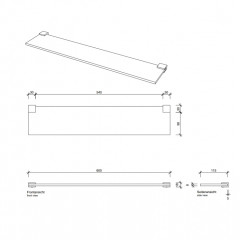 Decor Walther Corner GLA60 Полочка стеклянная 60x12см, цвет: золото