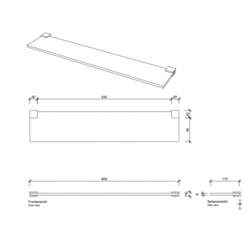Decor Walther Corner GLA60 Полочка стеклянная 60x12см, цвет: золото