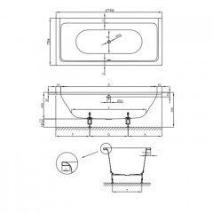 Bette Free Ванна 170х75х45см, с шумоизоляцией, с самоочищающимся покрытием BetteGlasur ® Plus, цвет белый (для удлиненного слива-перелива)