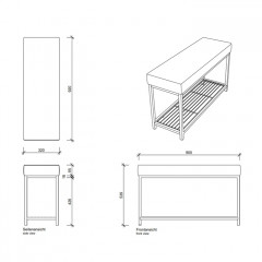 Decor Walther DW 67 Скамья с полочкой 90x30x52см, цвет: хром / черный