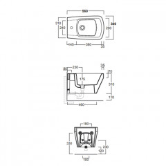 Simas Baden Baden Биде подвесное 56х36 см, с 1 отв под смеситель, цвет белый матовый (без креплений F85)