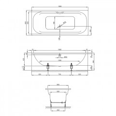 BETTE Duo Ванна 180*80*42 см с шумоизоляцией, BetteGlasur ® Plus, цвет:белый (для стандартного слива-перелива)