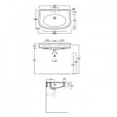 SIMAS Lante 90, раковина 90*54*h13, с 3 отв. под смеситель, цвет: белый