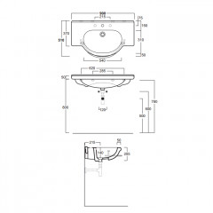 SIMAS Top e lavabi d'arredo Консоль 90 "NIZZA"; с 1 отв., цвет белый