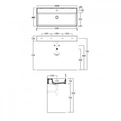 SIMAS AGILE Раковина подвесная 101х46 см, с переливом, с 1 отв под смеситель,цвет черный матовый