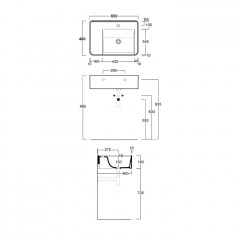 SIMAS RATIO Раковина чаша подвесная 65x46xh18 см, с 1 отв. для смесителя, без перелива, цвет CARAMELLO