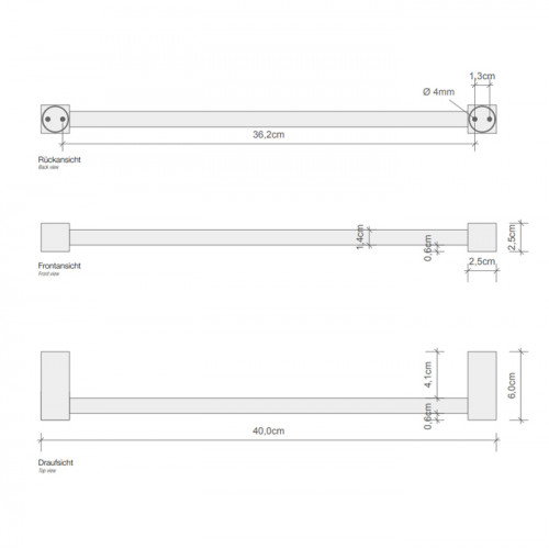 Decor Walther Corner HTE40 Полотенцедержатель 40см, цвет: черный матовый