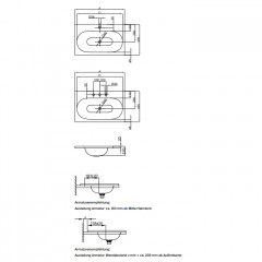BETTE COMODO Раковина встраиваемая на столешницу 600×495×120 мм, с 1 отв под смес, с крепл. в компл.цвет белый (СПЕЦЦЕНА со склада)