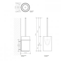 Decor Walther DW 6103 Туалетный ершик h43см, подвесной, фарфор, цвет: белый / хром