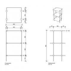 Decor Walther T 11 Стеллаж 35x30x67.5см, напольный, 3 стеклянные полки, цвет: хром