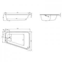 Bette Space L Ванна встраиваемая с шумоизоляцией 170х130х42 см, исполнение левое , цвет белый (без ножек B50-0015)