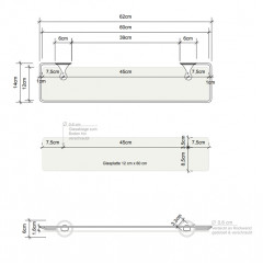 Decor Walther Classic GLA R Полка стеклянная 62x14.5см, цвет: никель полированный