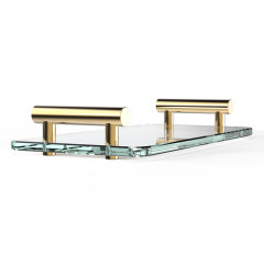 Decor Walther Bar Tab Поднос с ручками, стеклянный, цвет: золото / прозрачное стекло
