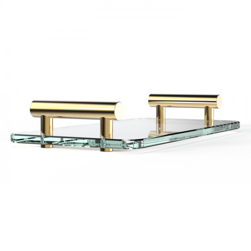 Decor Walther Bar Tab Поднос с ручками, стеклянный, цвет: золото / прозрачное стекло