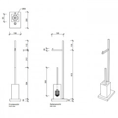 Decor Walther DW 6710 Напольная стойка с ершиком и бумагодержателем, фарфор, цвет: хром / белый