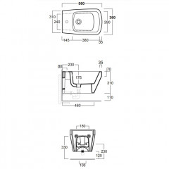 Simas Baden Baden Биде подвесное 56х36 см, с 1 отв под смеситель, цвет белый (без креплений F85)