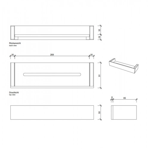 Decor Walther Brick DA30 Душевая полка 30x9см, акриловое белое стекло, цвет: никель сатинированный
