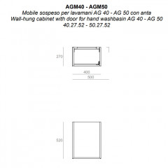SIMAS AGILE Тумба подвесная 40x27xh51 см, для раковины AG40., 1 дверца, цвет BARRIQUE