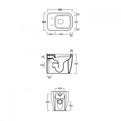 Simas Henges Унитаз напольный безободковый 38х55 см, цвет черный глянцевый(без креплений F91)