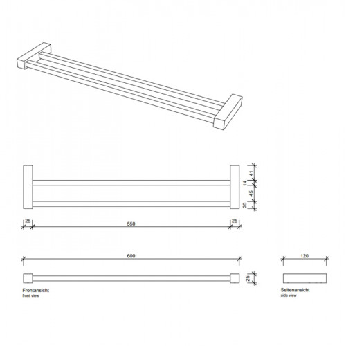Decor Walther Corner HTD60 Полотенцедержатель 60см, двойной, цвет: золото