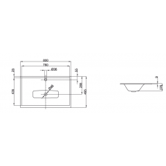 BETTELUX Раковина встраеваемая на столешницу 80*49,5*0,9/12см с 1 отв.под смеситель, без перелива, с крепежем, цвет белый (СПЕЦЦЕНА со склада)