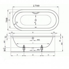 BETTE Starlet Flair Oval Ванна с шумоизоляцией 178х78х42, с шумоизоляцией, с самоочищающимся покрытием Glaze Plus и покрытием анти-слип, белая