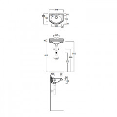 SIMAS Arcade Раковина 37x28см с 1 отв-м под смеситель справа DX пробитым вручную, цвет белый