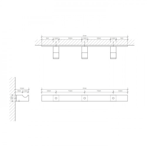 Decor Walther Corner HAK3 Панель с 3 крючками 18x4см, цвет: хром