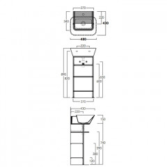 SIMAS WAVE Структура под раковину 370х342х740 мм., напольная, металлическая, цвет черный матовый