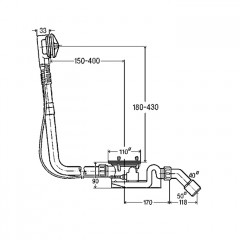 BETTE Слив-перелив Bette Rotaplex R5,удлиненный, диаметр 90мм, цвет (Cо склада продаем только с ваннами EVE!)