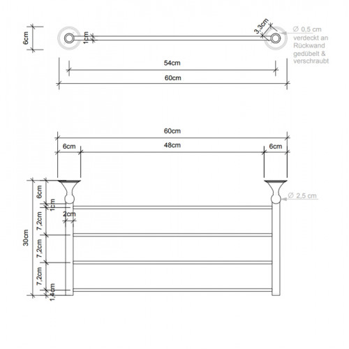 Decor Walther Classic HTA Полотенцедержатель 60x25см, подвесной, цвет: никель полированный