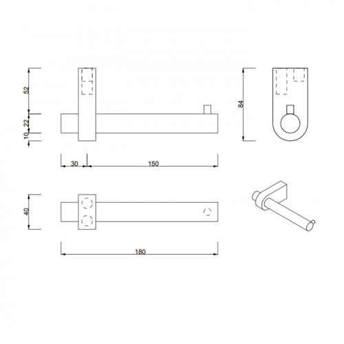 Decor Walther Century TPH1 Держатель туалетной бумаги, подвесной, цвет: хром