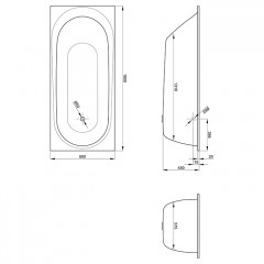 BETTE Comodo Ванна 180х80х45 с шумоизоляцией, с BetteGlasur ® Plus, область ног ванны справа, перелив сзади (для удлиненного слив-перелива) белая