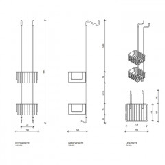 DECOR WALTHER DW HGK2 Корзина двойная 150x120x700 мм., для установки на стекло душевой кабины, цвет хром